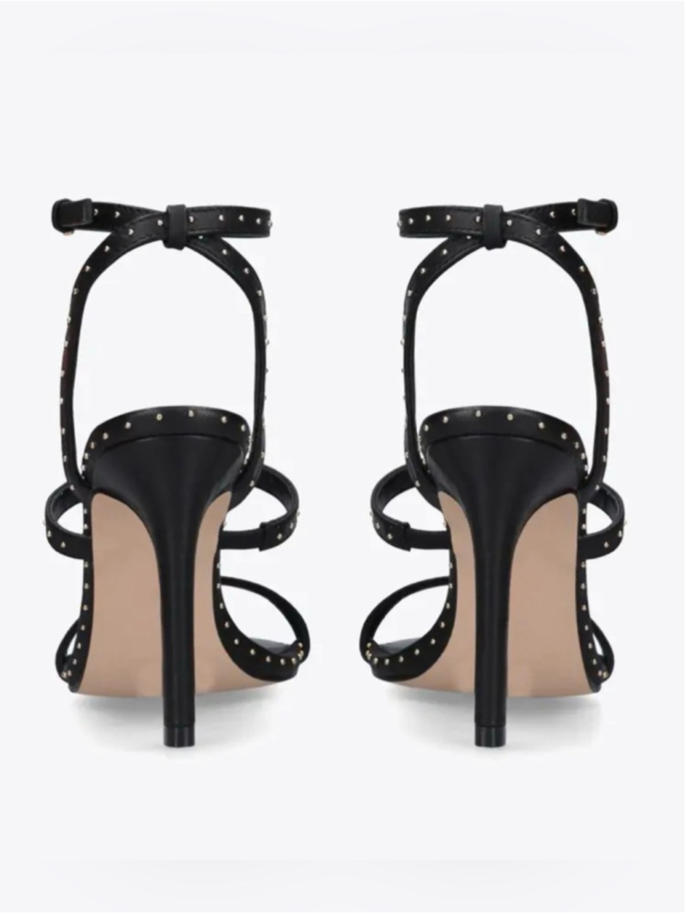 Kurt Geiger Portia Black Leather Gold Studded Strappy Heel Sandal -36.5/6.5 0511 - Picture 2 of 15